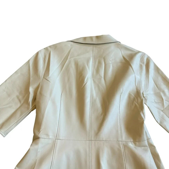 Oak + Fort Cream Vegan Faux Leather Wrap Dress Midi Length Size Small Women's - Picture 8 of 13